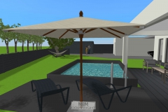 Terrasse mit geplanter Überdachung und Pool
