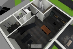 Luftbildansicht Erdgeschoss mit HWR, Eingangsbereich und Gästezimmer/-WC