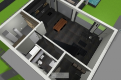 Luftbildansicht Erdgeschoss mit HWR, Eingangsbereich und Gästezimmer/-WC