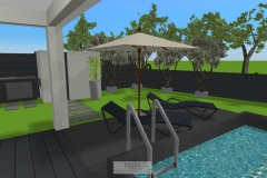 Terrasse mit geplanter Überdachung und Pool