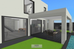 Terrasse mit geplanter Überdachung und Pool