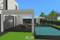 Terrasse mit geplanter Überdachung und Pool