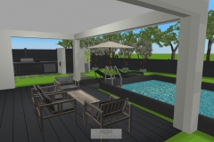 Terrasse mit geplanter Überdachung und Pool