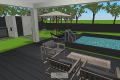 Terrasse mit geplanter Überdachung und Pool