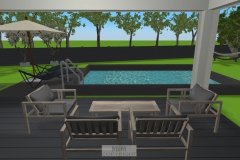 Terrasse mit geplanter Überdachung und Pool