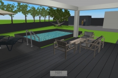 Terrasse mit geplanter Überdachung und Pool