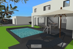 Terrasse mit geplanter Überdachung und Pool