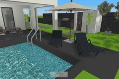 Terrasse mit geplanter Überdachung und Pool