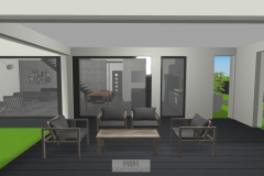 Terrasse mit geplanter Überdachung und Pool