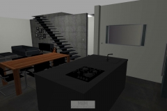 Küche mit Blick zur Treppe