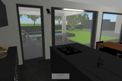 Küche mit Blick in den Garten/Terrasse